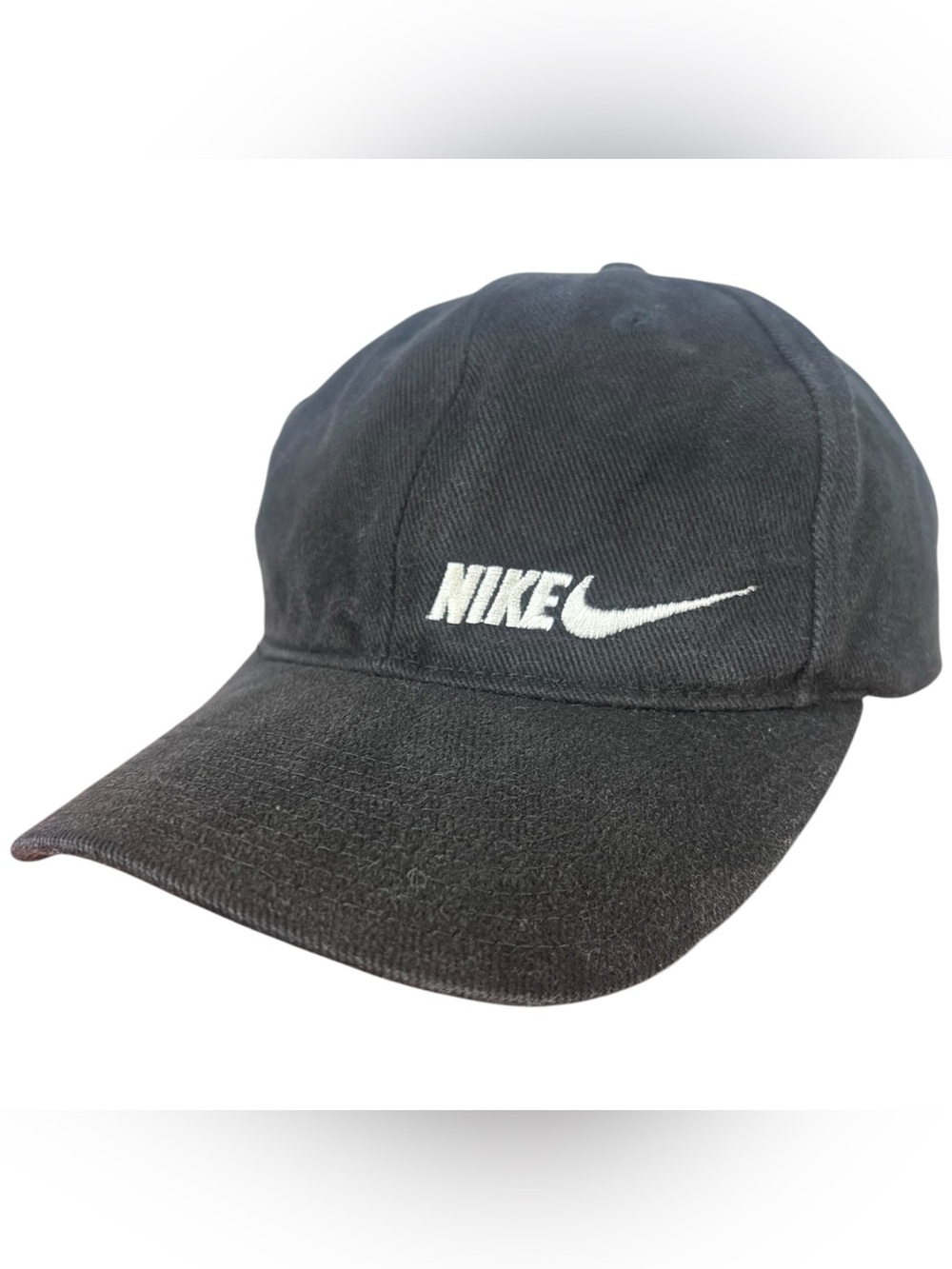 Nike Swoosh Hat Cap Strap Back Faded Black Dad Cap Embroidered OSFA